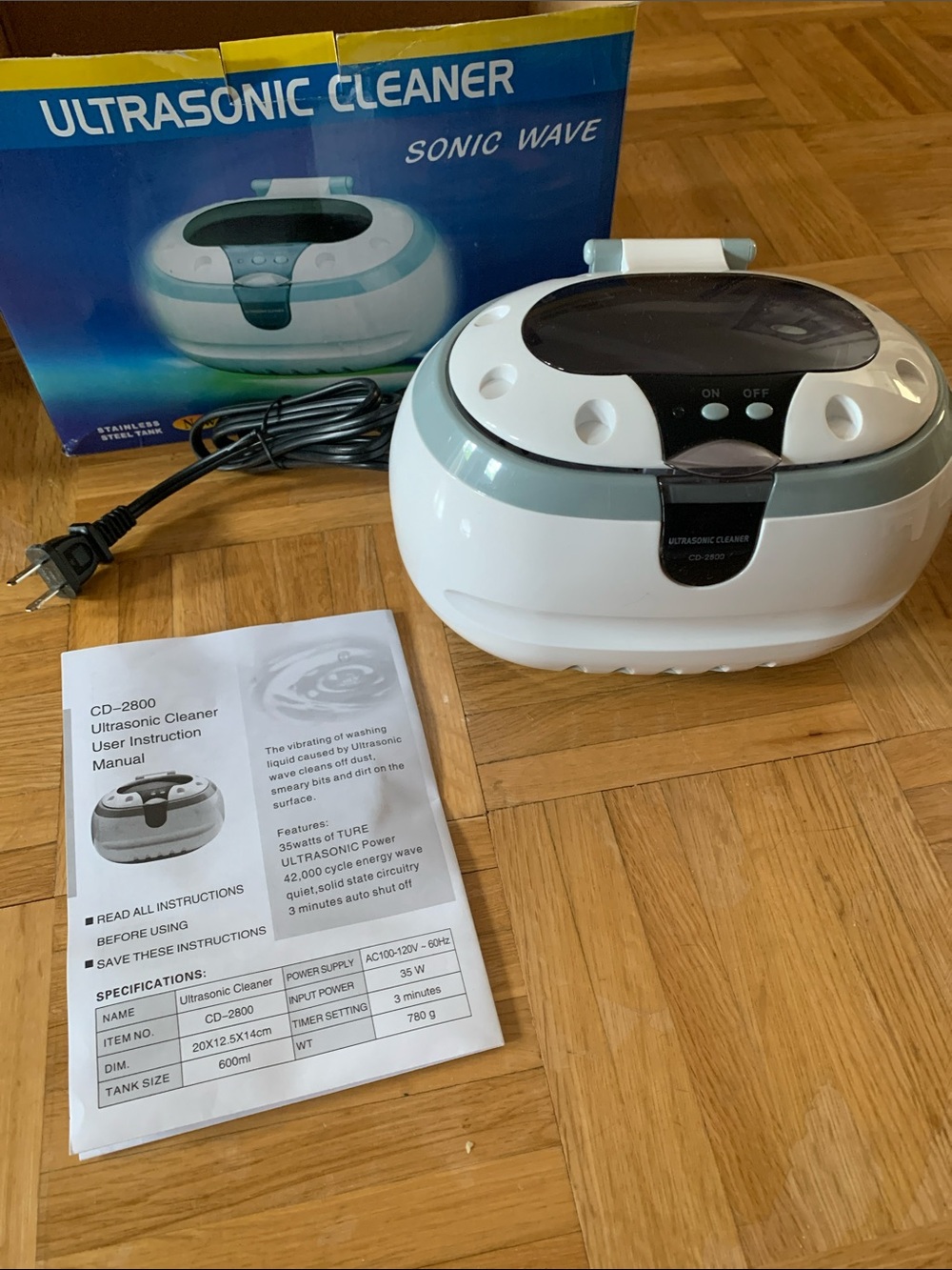 NIB Ultrasonic Cleaner Sonic Wave - Jewelry Optical Glasses Dinnerware Cleaner